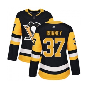 Women Adidas Pittsburgh Penguins #37 Carter Rowney Authentic Black Home NHL Jersey