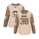 Women Adidas Pittsburgh Penguins #38 Derek Grant Authentic Camo Veterans Day Practice NHL Jersey