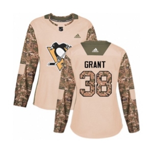 Women Adidas Pittsburgh Penguins #38 Derek Grant Authentic Camo Veterans Day Practice NHL Jersey
