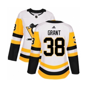 Women Adidas Pittsburgh Penguins #38 Derek Grant Authentic White Away NHL Jersey