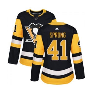 Women Adidas Pittsburgh Penguins #41 Daniel Sprong Authentic Black Home NHL Jersey