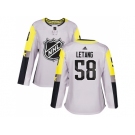 Women Adidas Pittsburgh Penguins #58 Kris Letang Gray 2018 All-Star Metro Division Authentic Stitched NHL Jersey