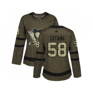 Women Adidas Pittsburgh Penguins #58 Kris Letang Green Salute to Service Stitched NHL Jersey