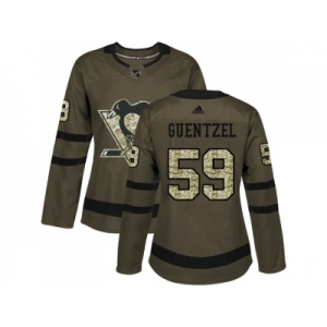Women Adidas Pittsburgh Penguins #59 Jake Guentzel Green Salute to Service Stitched NHL Jersey