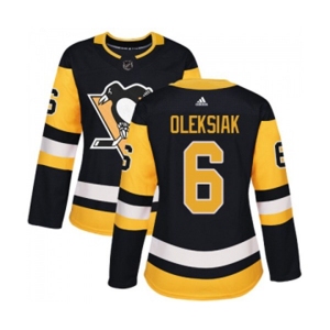 Women Adidas Pittsburgh Penguins #6 Jamie Oleksiak Authentic Black Home NHL Jersey