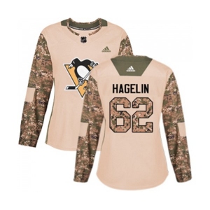 Women Adidas Pittsburgh Penguins #62 Carl Hagelin Authentic Camo Veterans Day Practice NHL Jersey