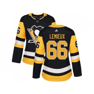 Women Adidas Pittsburgh Penguins #66 Mario Lemieux Black Home Authentic Stitched NHL Jersey