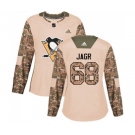 Women Adidas Pittsburgh Penguins #68 Jaromir Jagr Authentic Camo Veterans Day Practice NHL Jersey
