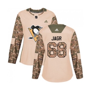 Women Adidas Pittsburgh Penguins #68 Jaromir Jagr Authentic Camo Veterans Day Practice NHL Jersey