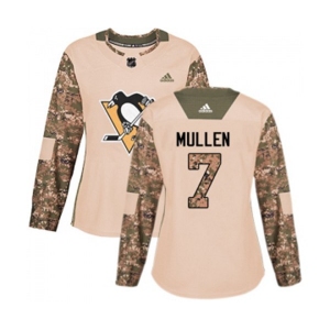 Women Adidas Pittsburgh Penguins #7 Joe Mullen Authentic Camo Veterans Day Practice NHL Jersey