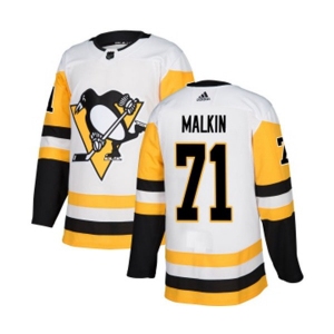 Women Adidas Pittsburgh Penguins #71 Evgeni Malkin Authentic White Away NHL Jersey