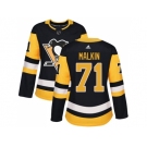 Women Adidas Pittsburgh Penguins #71 Evgeni Malkin Black Home Authentic Stitched NHL Jersey