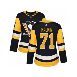 Women Adidas Pittsburgh Penguins #71 Evgeni Malkin Black Home Authentic Stitched NHL Jersey