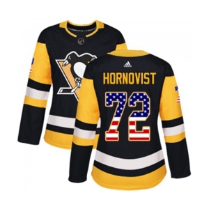 Women Adidas Pittsburgh Penguins #72 Patric Hornqvist Authentic Black USA Flag Fashion NHL Jersey