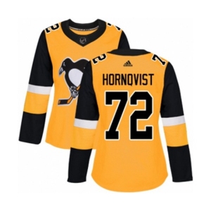 Women Adidas Pittsburgh Penguins #72 Patric Hornqvist Authentic Gold Alternate NHL Jersey