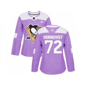 Women Adidas Pittsburgh Penguins #72 Patric Hornqvist Purple Authentic Fights Cancer Stitched NHL Jersey
