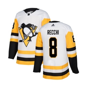Women Adidas Pittsburgh Penguins #8 Mark Recchi Authentic White Away NHL Jersey