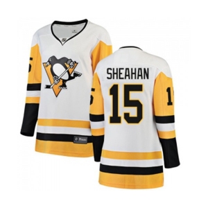 Women Pittsburgh Penguins #15 Riley Sheahan Authentic White Away Fanatics Branded Breakaway NHL Jersey