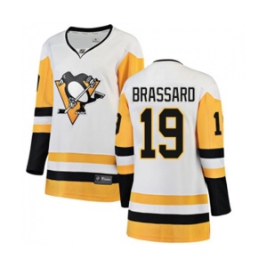 Women Pittsburgh Penguins #19 Derick Brassard Authentic White Away Fanatics Branded Breakaway NHL Jersey
