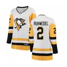 Women Pittsburgh Penguins #2 Chad Ruhwedel Authentic White Away Fanatics Branded Breakaway NHL Jersey