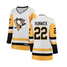 Women Pittsburgh Penguins #22 Matt Hunwick Authentic White Away Fanatics Branded Breakaway NHL Jersey