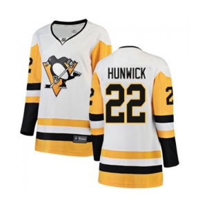 Women Pittsburgh Penguins #22 Matt Hunwick Authentic White Away Fanatics Branded Breakaway NHL Jersey