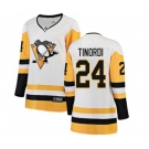 Women Pittsburgh Penguins #24 Jarred Tinordi Authentic White Away Fanatics Branded Breakaway NHL Jersey