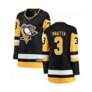 Women Pittsburgh Penguins #3 Olli Maatta Fanatics Branded Black Home Breakaway NHL Jersey