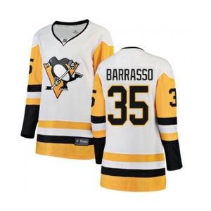 Women Pittsburgh Penguins #35 Tom Barrasso Authentic White Away Fanatics Branded Breakaway NHL Jersey
