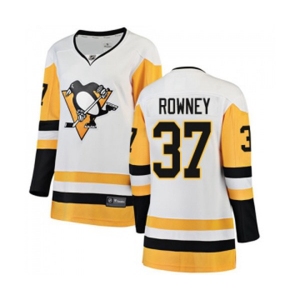 Women Pittsburgh Penguins #37 Carter Rowney Authentic White Away Fanatics Branded Breakaway NHL Jersey