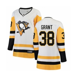 Women Pittsburgh Penguins #38 Derek Grant Authentic White Away Fanatics Branded Breakaway NHL Jersey