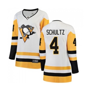 Women Pittsburgh Penguins #4 Justin Schultz Authentic White Away Fanatics Branded Breakaway NHL Jersey