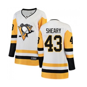 Women Pittsburgh Penguins #43 Conor Sheary Authentic White Away Fanatics Branded Breakaway NHL Jersey