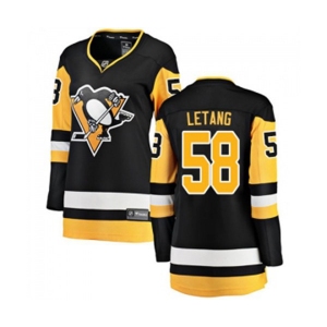 Women Pittsburgh Penguins #58 Kris Letang Fanatics Branded Black Home Breakaway NHL Jersey