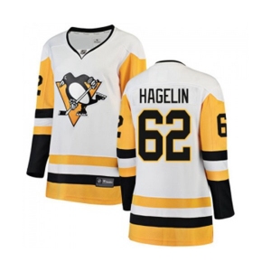 Women Pittsburgh Penguins #62 Carl Hagelin Authentic White Away Fanatics Branded Breakaway NHL Jersey