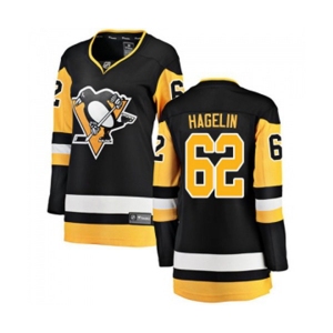 Women Pittsburgh Penguins #62 Carl Hagelin Fanatics Branded Black Home Breakaway NHL Jersey