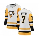 Women Pittsburgh Penguins #7 Paul Martin Authentic White Away Fanatics Branded Breakaway NHL Jersey