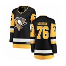 Women Pittsburgh Penguins #76 Calen Addison Authentic Black Home Fanatics Branded Breakaway NHL Jersey