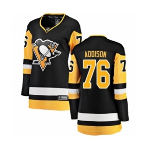 Women Pittsburgh Penguins #76 Calen Addison Authentic Black Home Fanatics Branded Breakaway NHL Jersey