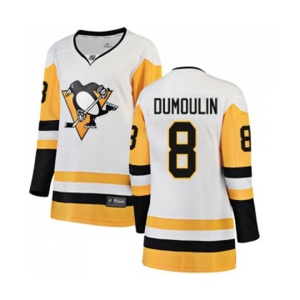 Women Pittsburgh Penguins #8 Brian Dumoulin Authentic White Away Fanatics Branded Breakaway NHL Jersey