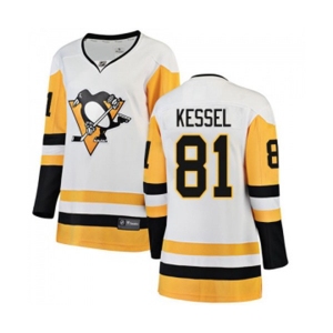 Women Pittsburgh Penguins #81 Phil Kessel Authentic White Away Fanatics Branded Breakaway NHL Jersey