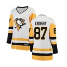 Women Pittsburgh Penguins #87 Sidney Crosby Authentic White Away Fanatics Branded Breakaway NHL Jersey