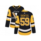 Women's Adidas Pittsburgh Penguins #59 Jake Guentzel Authentic Black Home NHL Jersey