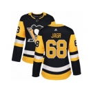 Women's Adidas Pittsburgh Penguins #68 Jaromir Jagr Authentic Black Home NHL Jersey
