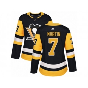 Women's Adidas Pittsburgh Penguins #7 Paul Martin Premier Black Home NHL Jersey