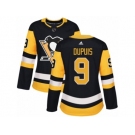 Women's Adidas Pittsburgh Penguins #9 Pascal Dupuis Premier Black Home NHL Jersey