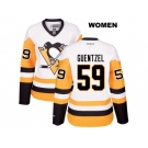 Women's Pittsburgh Penguins #59 Jake Guentzel White Away NHL Jersey