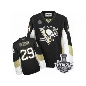 Women's Reebok Pittsburgh Penguins #29 Marc-Andre Fleury Authentic Black Home 2017 Stanley Cup Final NHL Jersey
