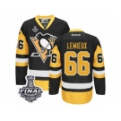 Women's Reebok Pittsburgh Penguins #66 Mario Lemieux Authentic Black Gold Third 2017 Stanley Cup Final NHL Jersey