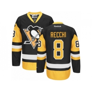 Women's Reebok Pittsburgh Penguins #8 Mark Recchi Premier Black Gold Third NHL Jersey